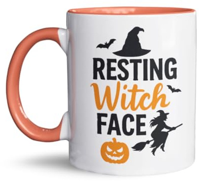 Resting Witch Face Mug – Funny Halloween Coffee Cup for Sarcastic Witches – Spooky Gift for Friends, Gothic Humor Ceramic Mug 11oz – Dishwasher & Microwave Safe