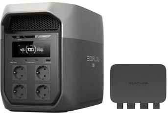 Station électrique portable EF ECOFLOW DELTA 3 Max, batterie LiFePO₄ 2048 Wh, sortie X-Boost 2400 W, charge 0 à 80% en 51 min, générateur solaire pour alimentation de secours, camping, en extérieur