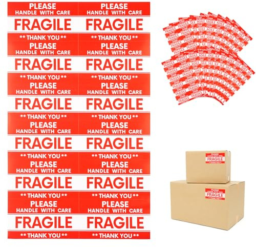 Fragile Aufkleber, 240 Stück Warnetiketten 9 x 5 cm | Vorsicht Zerbrechlich Aufkleber Selbstklebend, Paketaufkleber Handle with Care für Pakete, Kartons, Koffer Transport