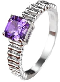 KnSam 750 Weißgold Eheringe Echt Goldschmuck, 1.2ct Labor Erstellt Saphir Trauringe Klassiker Quadratschliff Lila, Ring 18K, Gr.62 (19.7)