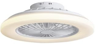 Qazqa led Modern Deckenventilator - Clemo - Weiß, RundBürolampe, 3000K - 6500K, 48.5cm, Ideal als Bürolampe, Schlafzimmerlampe und Wohnzimmerlampe