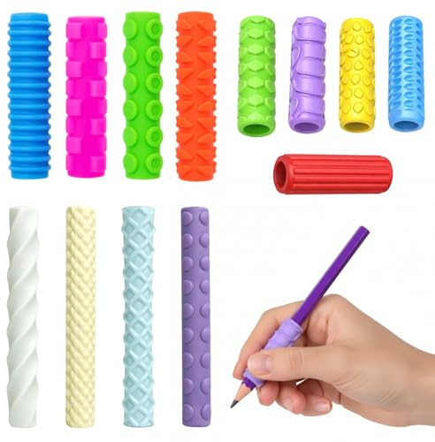 ROBGZMQW 13 Pcs Pencil Grips, Pencil Grips for Children, Pencil Grip Writing Aid Tools with Various Sizes, Sensory Pen Grips for Classroom and Office Use