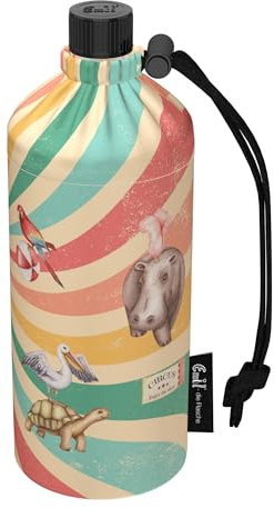 Emil Trinkflasche aus Glas für Mädchen & Jungen isolierte Glasflasche für Schule, Freizeit, Sport: Kinder & Eltern Zirkus (0,4l)