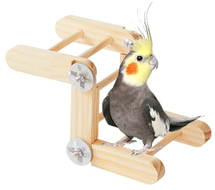 Fågelstege För Bur Trä Naturlig Interaktiv Justerbar Lek | Tillbehör För Fågelburar För Conure Höns Utomhus Inomhus Patio Balkong Trädgård