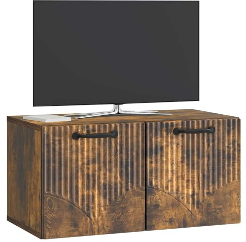 vidaXL Wandmontierter TV-Schrank Geräucherte Eiche 59,5 x 31 x 30 cm, Moderner Wohnbereich, Rechteckiger Wandschrank, Viel Stauraum, Schlichtes Design für die Haushaltsorganisation