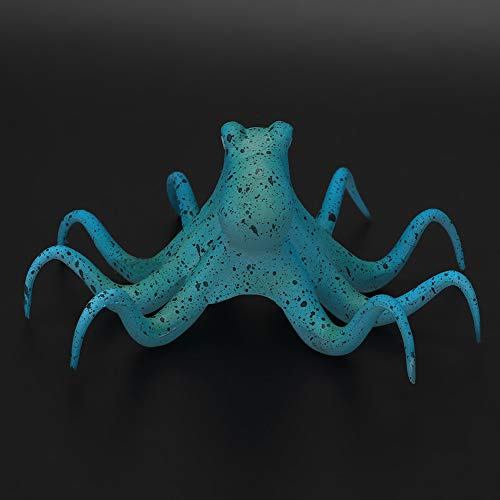 EMUKOEP Silikon-Oktopus-Aquarium-Verzierung, Blau | Realistisch, Leuchtende Farbe, Aquarium-Dekoration