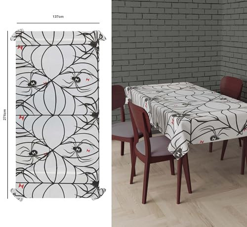 FIESTAS GUIRCA | Spinnennetz Tischdecke Weiß (137x274 cm) - Tischdekoration für gruselige Halloween Partys - Ideal für schaurige Feiern - Weiß