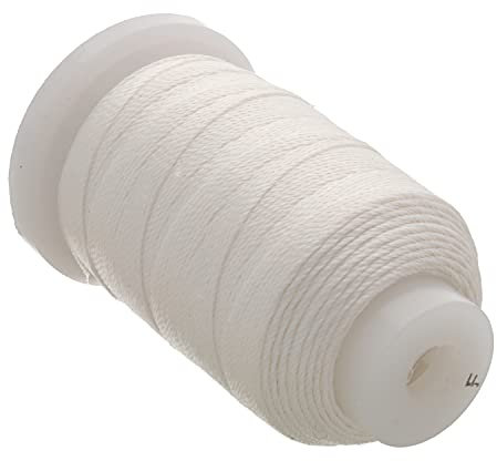 The Beadsmith Cordoncino in pura seta, colore bianco, taglia F (0,348 mm), 128 m, bobina da 1,3 g, per annodare perle, pietre preziose, cristalli e perline