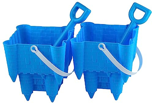 Set Of 2 Blue Sand Castle Shaped Bucket And Spade