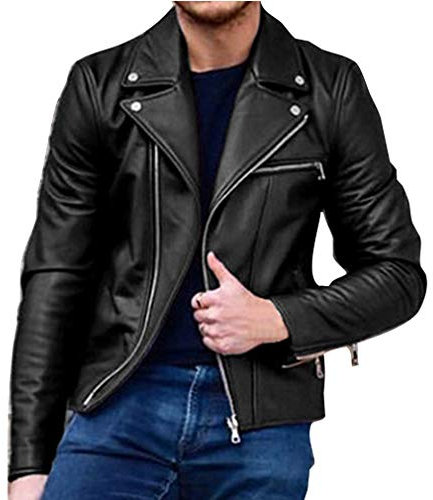 Maniche Lunghe Giacche da Uomo Autunno Inverno Casuale Biker Giubbotto in Pelle con Cerniera Moda Slim Fit Cappotto Giacca Streetwear Nero/Vino Rosso/Viola