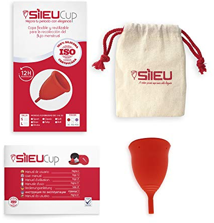 Coppetta Mestruale Sileu Cup Tulip - Ideale Per Principianti, Flessibilità Intermedia, Alternativa a Tamponi e Compresse, Vegan, Ecologica, Nessuna Perdita - Taglia S, Rosso