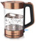 Arendo - Glas Wasserkocher Edelstahl - 1,7 Liter - 2200W - Cool Touch Griff - One Touch Verschluss - automatische Abschaltung - integrierte Kabelführung - Überhitzungsschutz - Kupfer Design