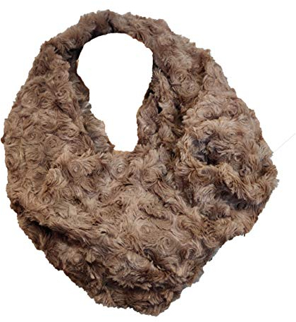 Flauschig Warmer Winter Loop Schal Fleece Schlauchschal Rundschal Blume Stern (Uni Braun)