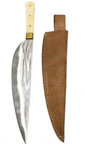 Vehi Mercatus Mittelalter Kochmesser mit Lederscheide oder Hauswehr aus Edelstahl 1300-1600 Knochen