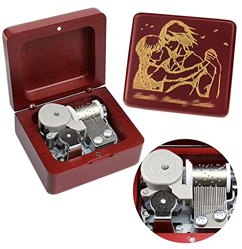 Sinzyo Howl's Moving Castle-Merry Go Round of Life Vintage Wooden Mechanical Music Box Christmas Birthday (Wooden Box with Red Theme)