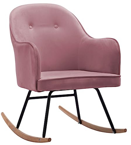 vidaXL Schaukelstuhl Schwingsessel Relaxstuhl Schwingstuhl Stuhl Polsterstuhl Wippstuhl Schaukelsessel Sessel Relaxsessel Rosa Samt