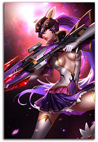ARYAGO Overwatch Widowmaker Leinwanddrucke, 50,8 x 76,2 cm, Videospiel-Poster, Magisches Mädchen, Widowmaker, Wandkunstdrucke für Jungen- und Mädchenzimmer, ungerahmt / rahmenbar