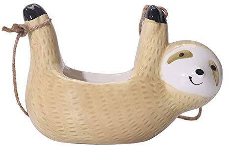 luckything Keramischer Hängender Blumentopf, Keramik Blumentopf Hängend Sukkulenten Topf Faultier Dekorative Tier Leer Blumentöpfe Desktop Innen Außen Büro Haus Garten Dekoration