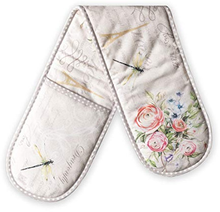 Maison d' Hermine Double Oven Mitts 100% Cotton 18 cm x 89 cm Double Oven Mitt Heat Resistant BBQ Cooking Gloves with Loop, Baking, Grilling, Home, Kitchen, Handling Hot Pans (Champ De Mars)