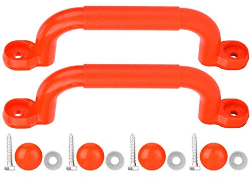 Haowecib Sicherheitsgriff für Spielplatz, robust und sicher, rutschfester Griff, mit Griffen, für Klettergerüst und Spielhaus (Red)