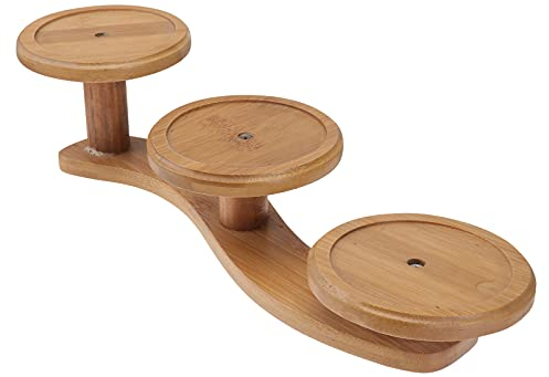 Happyyami Small 3 Tier Wooden Cake Stand Rustic Cupcake Serving Tray Cheese Dessert Display Plates for Birthday Afternoon Tea Party