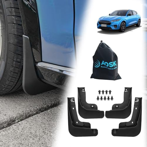 AOSKonology - Paraspruzzi per Mustang Mach E, accessori esterni, paraspruzzi Mach-E, paraspruzzi (set di quattro), senza bisogno di fori per trapano, (MF-2)