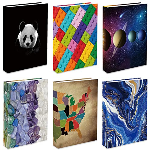 6 Pack Stretchable Book Covers, Jumbo Book Sleeves for Hardcover Books Textbooks up to 9 x 11 Inches, Reusable, Washable and Protective Textbook Covers for School Kids Boys Girls
