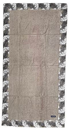 Strandtuch Okoa Tropical Rand bedruckt Frottee Velour 100% Baumwolle 90 x 165 cm Strandtuch (Taupe)