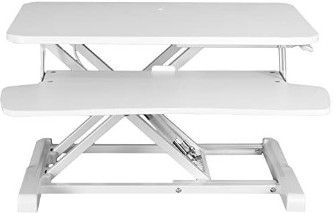 VIVO 66 cm Desk Converter, K Series, Height Adjustable Sit to Stand Riser, Dual Monitor and Laptop Workstation with Keyboard Tray, White, DESK-V026KW