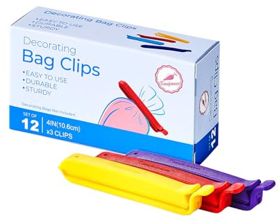 Keenpioneer Bag Sealing Clips for Food and Snack Storage, Decorating/Icing Bag Sealing Clips, 4inch, 12-Piece, 4-Color