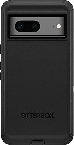 OtterBox Google Pixel 7 Defender Series Case - BLACK, rugged & durable, with port protection, includes holster clip kickstand