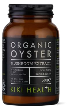 KIKI Health Premium Organic Oyster Extract Mushroom Powder | Full-Spectrum 100% Fruiting Bodies, Wood-Rich Cultivation, 30% Beta-Glucan Polysaccharides, Non-GMO | Boost Immunity Naturally | 50g