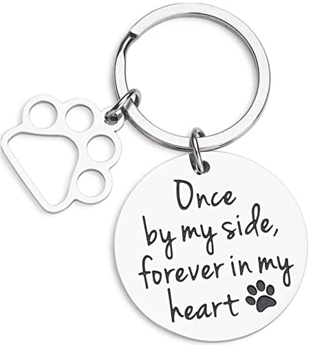 Ylinwtech 1Stücke Hundepfote Schlüsselanhänger,Haustier Memorial Keychain,Mit Pfote Memorial Anhänger,für Auto Keys Haus Keys(Stainless Steel)