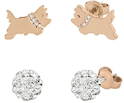 Radley Ladies 18ct Rose Gold Plated Clear Stone Set Fireball and Jumping Dog Twin Pack Earrings RYJ1314S