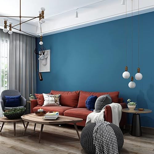 SAIMEYI Papier peint monochrome bleu foncé indigo, style scandinave minimaliste. Pour chambre à coucher, salon, fond TV.