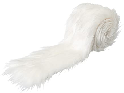 Fell DEKO-Stoff Tischband, Kunstfell, Flauschiges Fell 200 x 12 cm Creme-Weiß