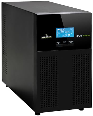 Tecnoware Power Systems - EVO DSP Plus 3600, Online-Technologie VFI für zuverlässige Stromversorgung, 94% Effizienz, USB- und RS232-Anschlüsse, USV 230V, 3600 VA
