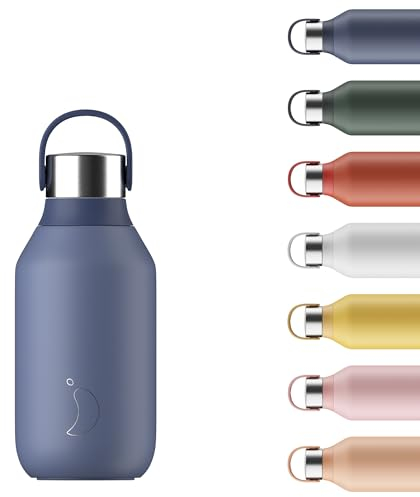 Chilly's Bottle Serie 2 - Botellas térmicas de Acero Inoxidable con gollete Suave y asa - Whale Blue, 350ml