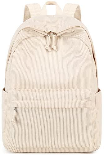 Bluboon Schulrucksack, Mädchen, niedliche Cord-Büchertasche, Kinder-Rucksack, Laptop-Rucksack, Geschenke für Frauen, Cord, beige, Tagesrucksäcke