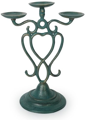 DreamsEden Vintage Candle Holder 3 Arms Cast Iron Candelabra Retro Candlestick Holder Metal Holder Rustic Candles Stand for 2 inch Taper Pillar Candles Home Decor Party Wedding Centerpiece