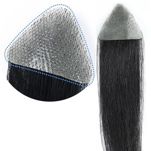 Haaransatz-Toupet für Männer, Stirn-Haarteil, V-Form, natürliches 100% Echthaar mit dünner PU-Haut, die männliche Geheimratsecken bedeckt(3 * 3 * 4cm)