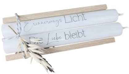 Gedenkkerzen - Trauerkerzen - Erinnerungslicht - Stabkerzen mit Spruch | Dekoriert
