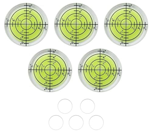 5 PCS Ø 32 mm di Diametro Mini Livelle a Bolla D'aria, Livella Tascabile di Precisione Con 5 Nastro Biadesivo, Piccola Livella a Bolla D'aria, Mini Livella a Bolla