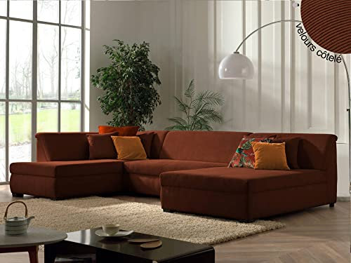 Lisa Design Malcom - wohnlandschaft Links - aus Cord Rostfarben