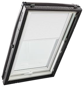 Original Roto Faltstore ZFA Faltrollo für Roto Dachfenster - Führungsschiene Weiß - Plissee für Dachfenster Baureihe Designo R4/R7 und Classic K 43/73 - Größe 074/140 | 07/14 - Stofffarbe Weiß
