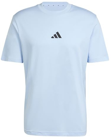 adidas Herren Essentials Small Logo Single Jersey Shirt, Glow Blue/Black, XXL