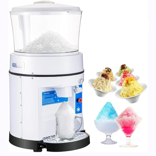 Tritaghiaccio, Macchina per La Produzione di Coni di Neve da 350 W 480 kg/h con Tramoggia Ad Alta capacità da 11 Litri, Produce Fiocchi di Neve Delicati E Leggeri di Varie Trame Regolando La Manopola