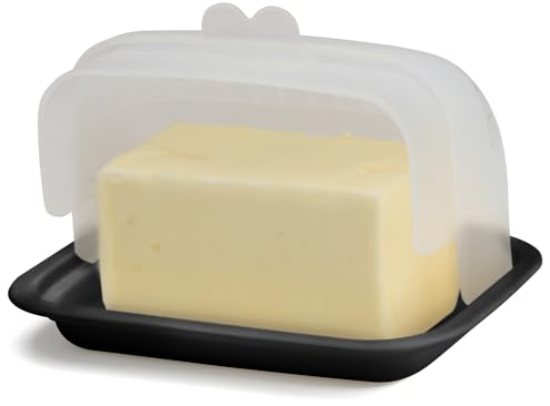Signoraware Extra Large Cream Cheese Plastic Butter Keeper Container with Lid, Holds 2 Sticks, European Style