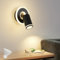 Deckenleuchte 1 Flammig LED,Schwenkbar 350° Rund Deckenstrahler,Wandlampe mit unteres Glühen 9W+5W GU10 Spots,Modern Deckenspot Strahler 3000K Warmweiß,Wandleuchte Lampe für Wohnzimmer,Küche,Schwarz