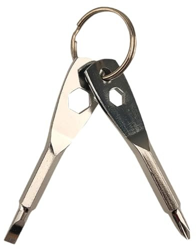 Petit porte-clés tournevis – Porte-clés conducteur Chitool Driver, anneau de voyage en plein air intégré, ce porte-clés 4 en 1 Mal haute résistance gadget pilote de poche